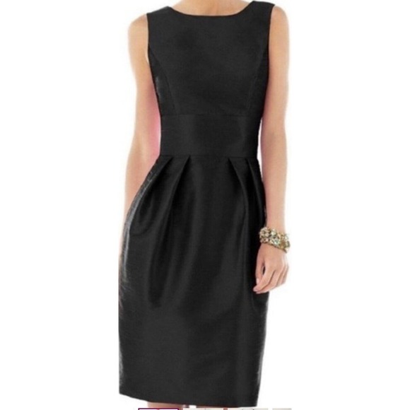 ALFRED SUNG Dresses & Skirts - Alfred Sung D522 Sleeveless Cocktail Dupioni Formal Dress In Black Size 18 NWT
